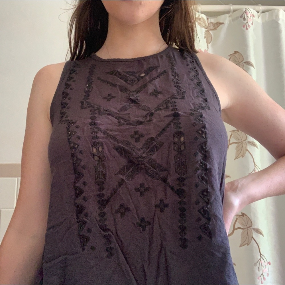 Dark Gray Tank w Cut Out Design on Front